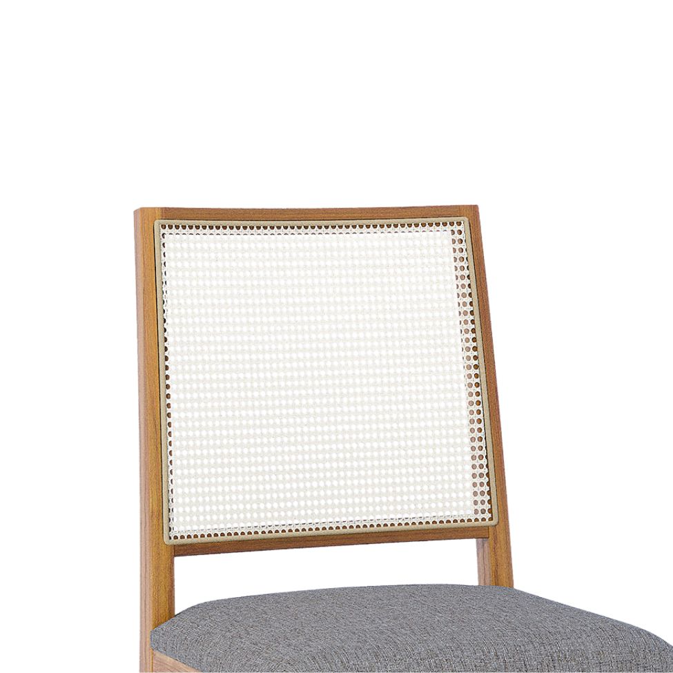 Conjunto com 2 Cadeiras Marcela Linho Grafite e Madeira