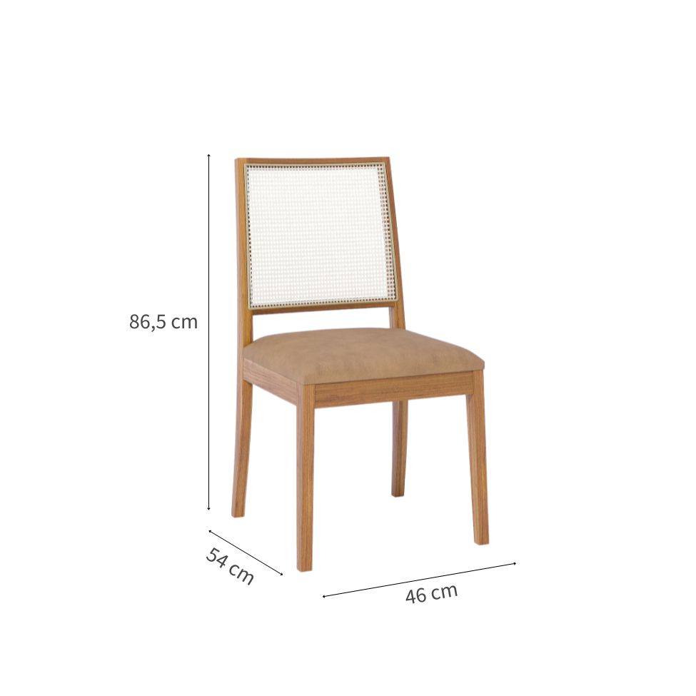 Conjunto com 2 Cadeiras Marcela Linho Kaki e Madeira