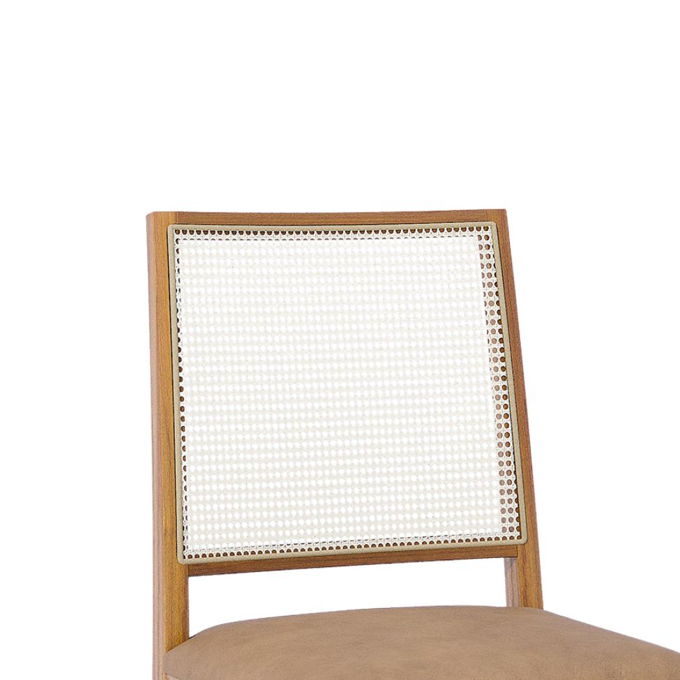 Conjunto com 2 Cadeiras Marcela Linho Kaki e Madeira