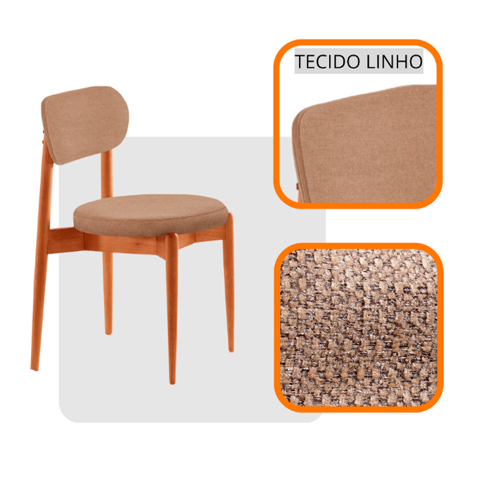Conjunto com 2 Cadeiras Miami Soft Linho Atacama e Imbuia