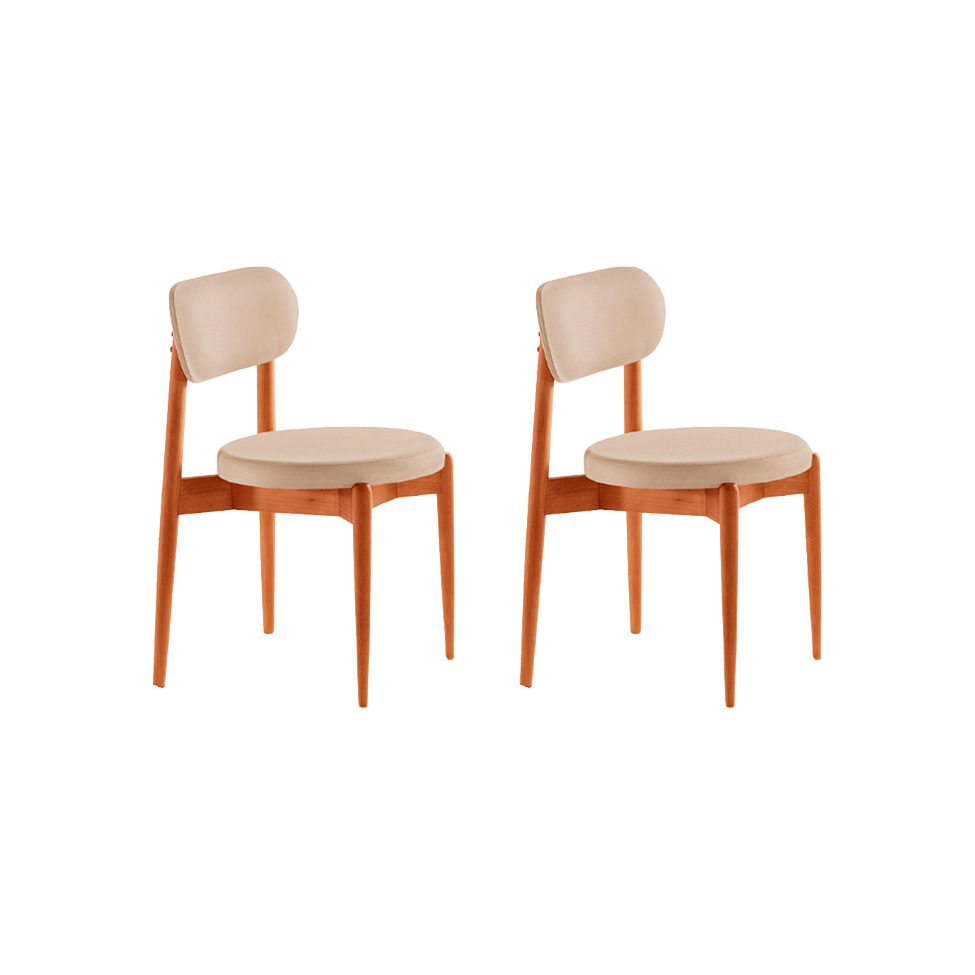 Conjunto com 2 Cadeiras Miami Soft Linho Off White e Imbuia