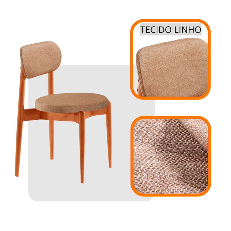 Conjunto com 2 Cadeiras Miami Soft Linho Palha e Imbuia