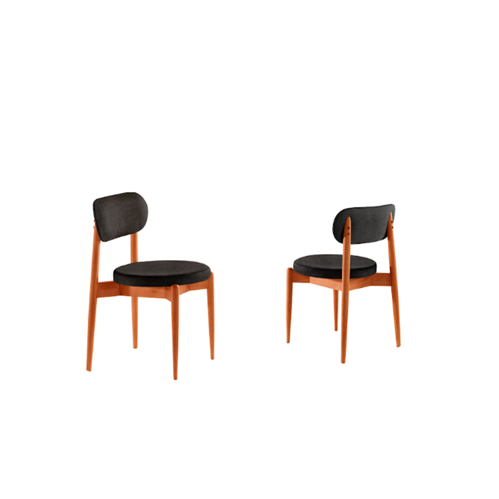Conjunto com 2 Cadeiras Miami Soft Linho Preto e Imbuia