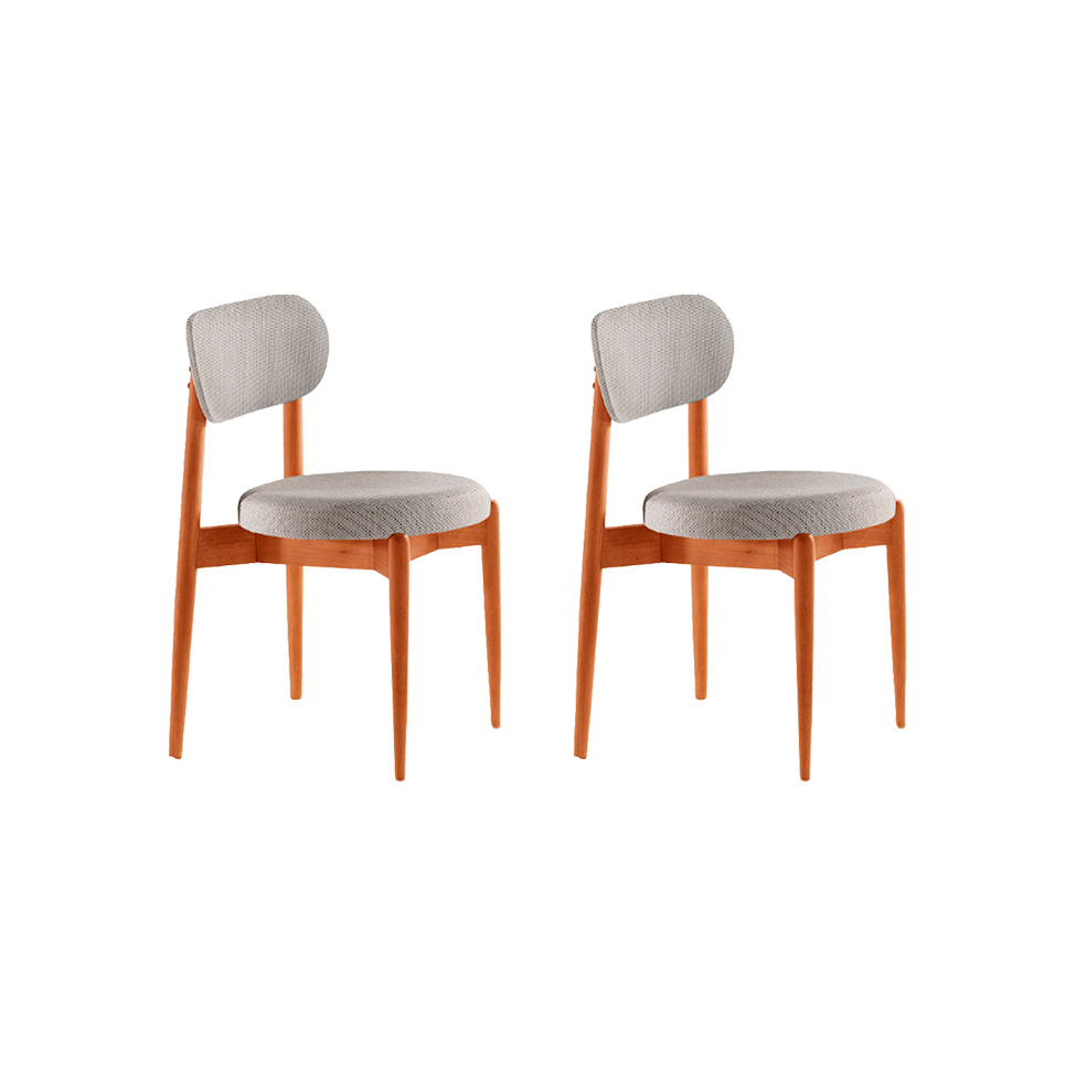 Conjunto com 2 Cadeiras Miami Soft Linho Quartzo e Imbuia