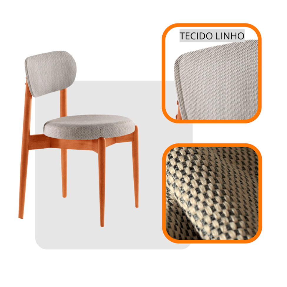 Conjunto com 2 Cadeiras Miami Soft Linho Quartzo e Imbuia