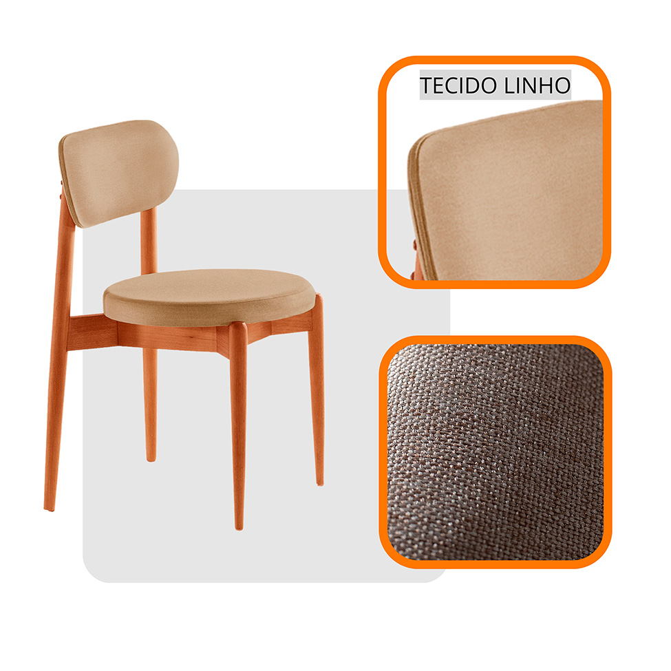 Conjunto com 2 Cadeiras Miami Soft Linho Turim e Imbuia
