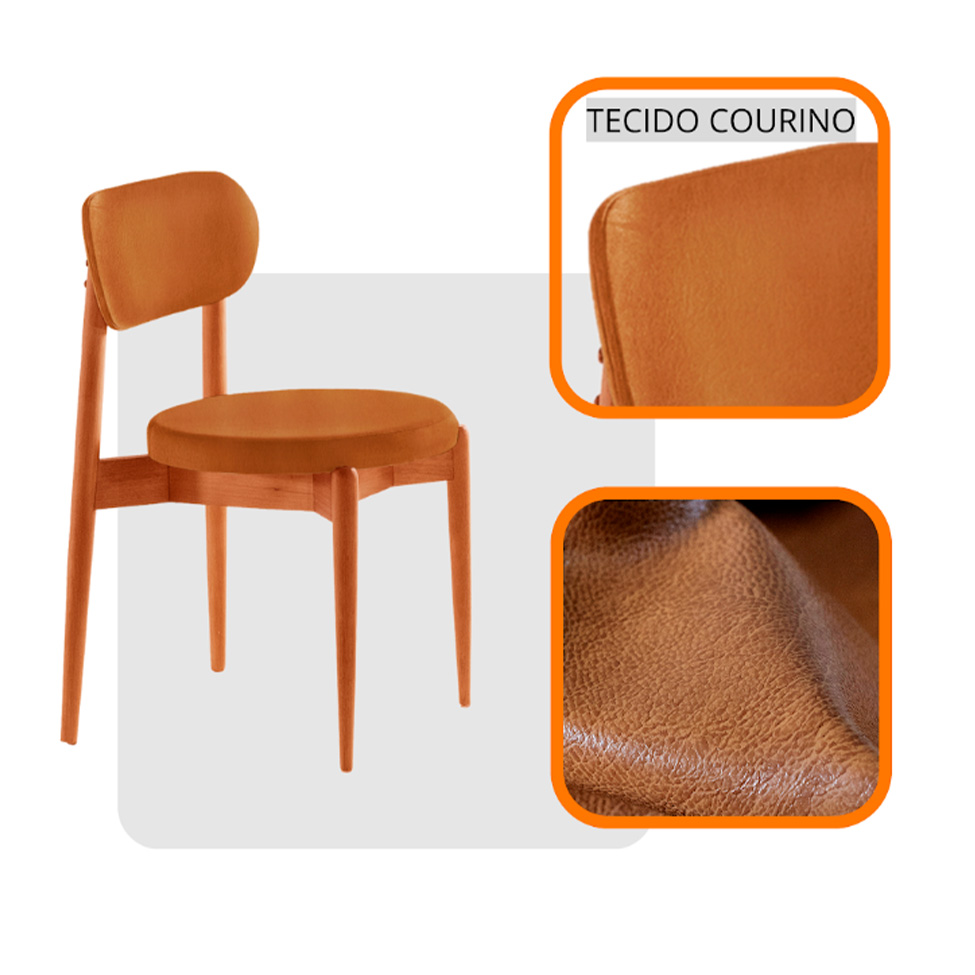 Conjunto com 2 Cadeiras Miami Soft Revestimento Sintético Caramelo e Imbuia