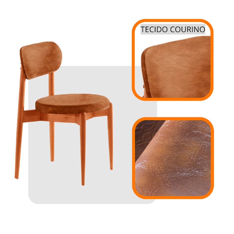 Conjunto com 2 Cadeiras Miami Soft Revestimento Sintético Puce e Imbuia