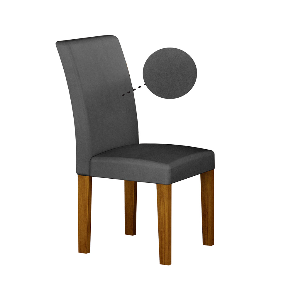 Conjunto com 2 Cadeiras Napoli 100% MDF Veludo Chumbo e Freijó