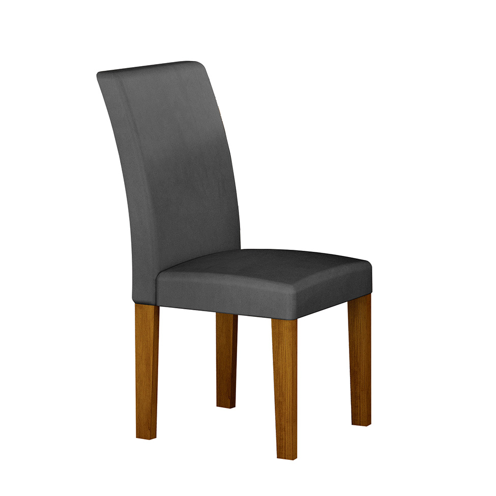 Conjunto com 2 Cadeiras Napoli 100% MDF Veludo Chumbo e Freijó