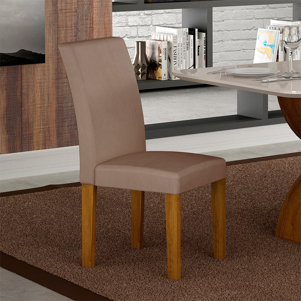 Conjunto com 2 Cadeiras Napoli 100% MDF Veludo Marrom e Freijó