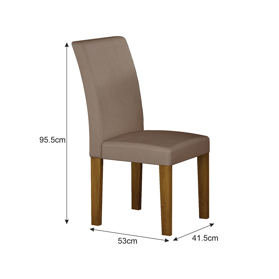 Conjunto com 2 Cadeiras Napoli 100% MDF Veludo Marrom e Freijó