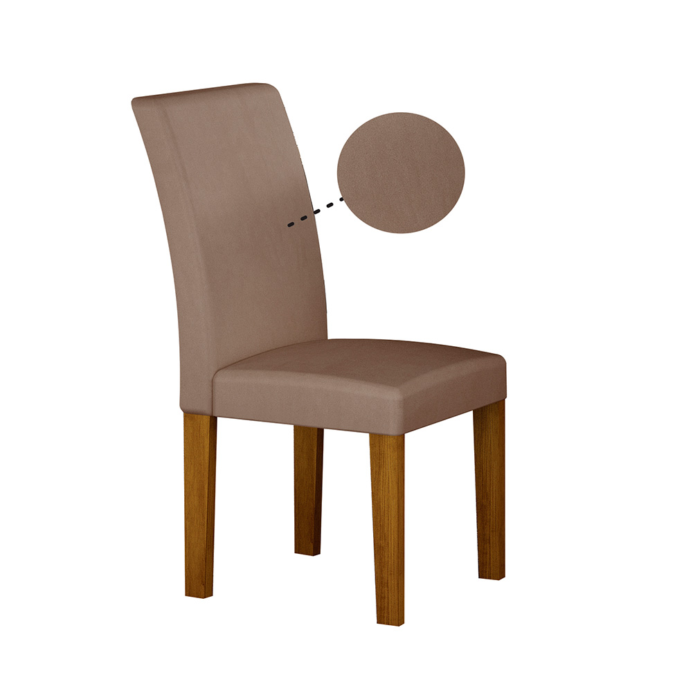 Conjunto com 2 Cadeiras Napoli 100% MDF Veludo Marrom e Freijó