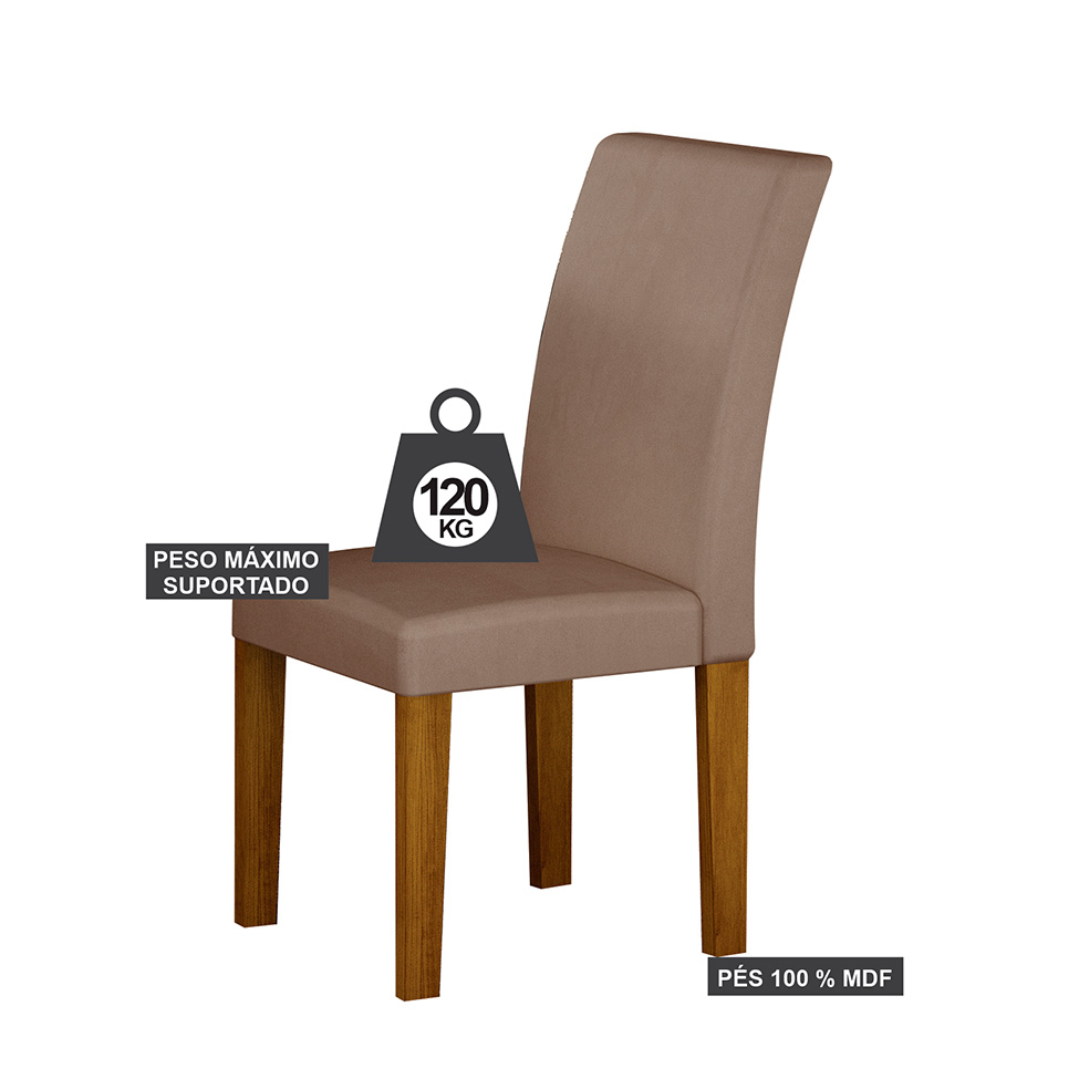 Conjunto com 2 Cadeiras Napoli 100% MDF Veludo Marrom e Freijó