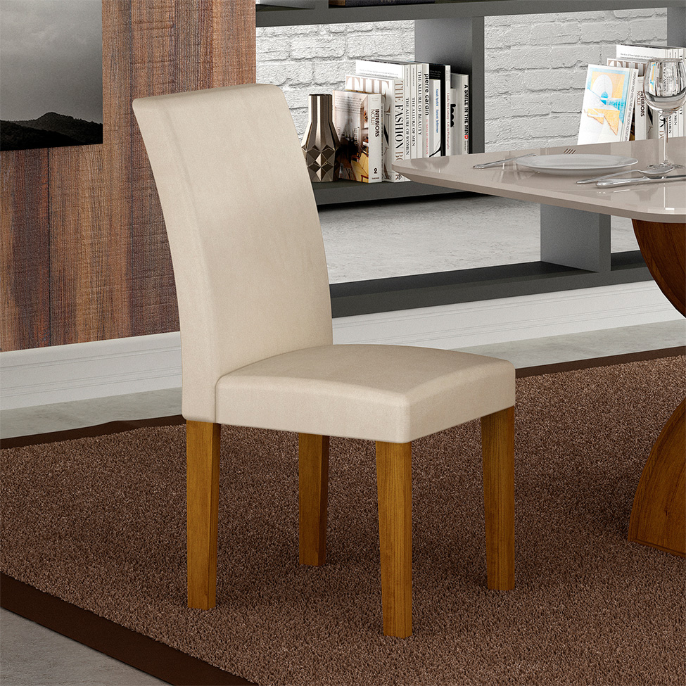 Conjunto com 2 Cadeiras Napoli 100% MDF Veludo Palha e Freijó
