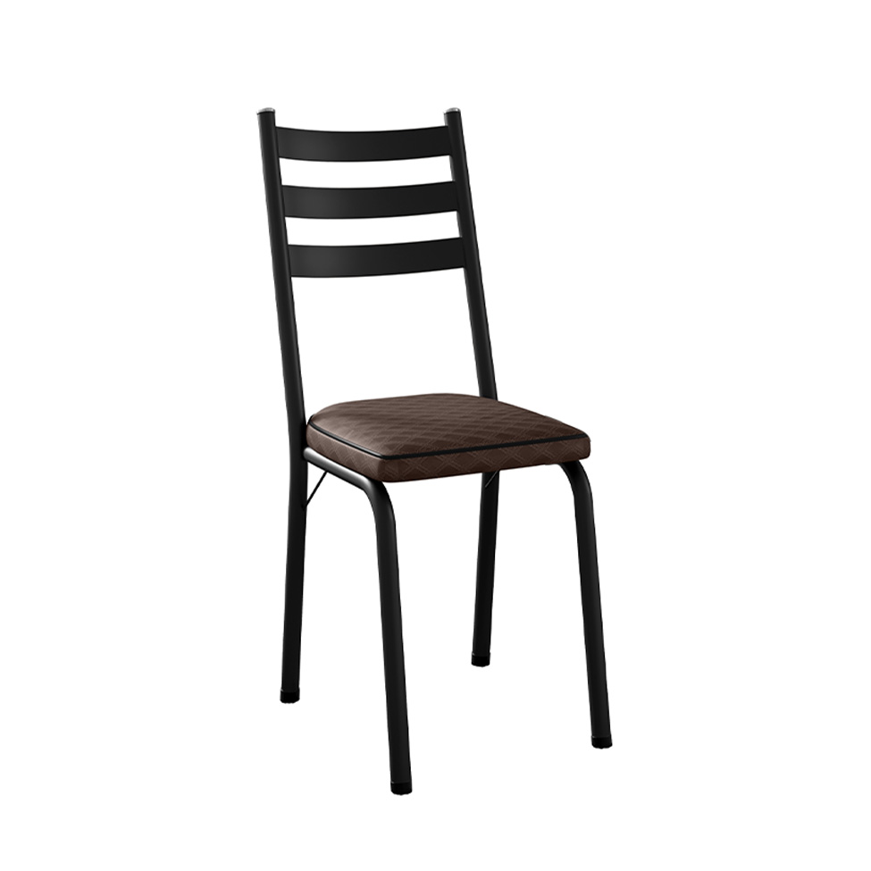 Conjunto com 2 Cadeiras New Revestimento Sintético Cacau e Preto