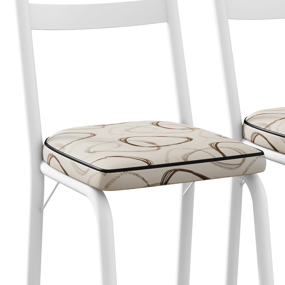 Conjunto com 2 Cadeiras New Revestimento Sintético Cedro e Branco