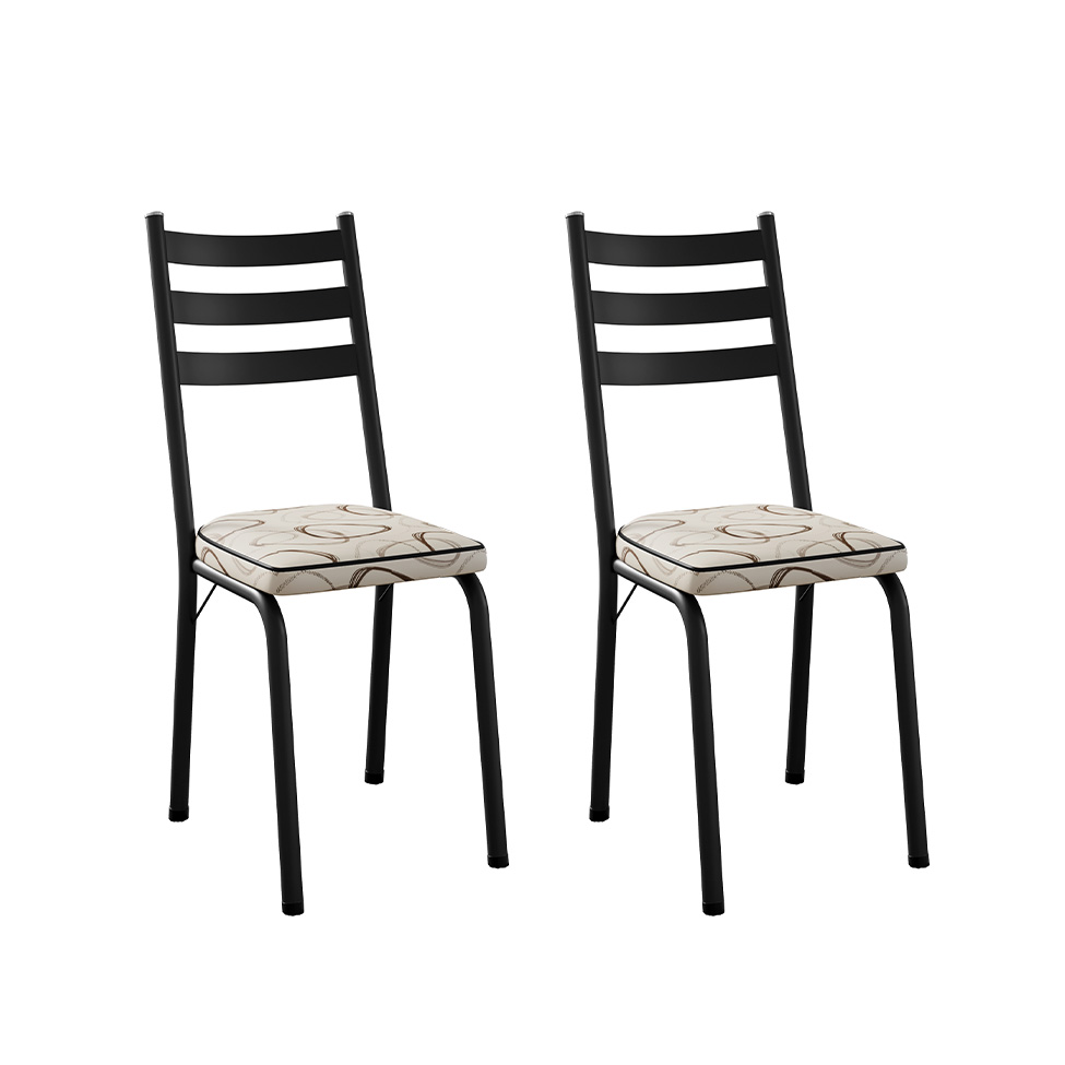Conjunto com 2 Cadeiras New Revestimento Sintético Cedro e Preto