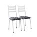 Conjunto com 2 Cadeiras New Revestimento Sintético Cinza Mosaico e Branco