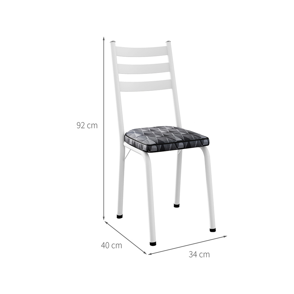 Conjunto com 2 Cadeiras New Revestimento Sintético Cinza Mosaico e Branco