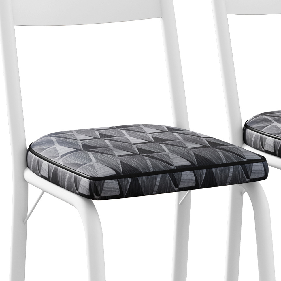 Conjunto com 2 Cadeiras New Revestimento Sintético Cinza Mosaico e Branco