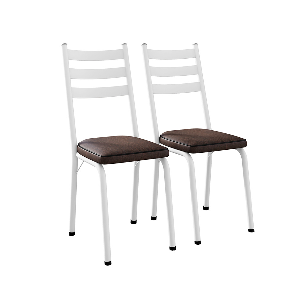 Conjunto com 2 Cadeiras New Revestimento Sintético Imbuia e Branco
