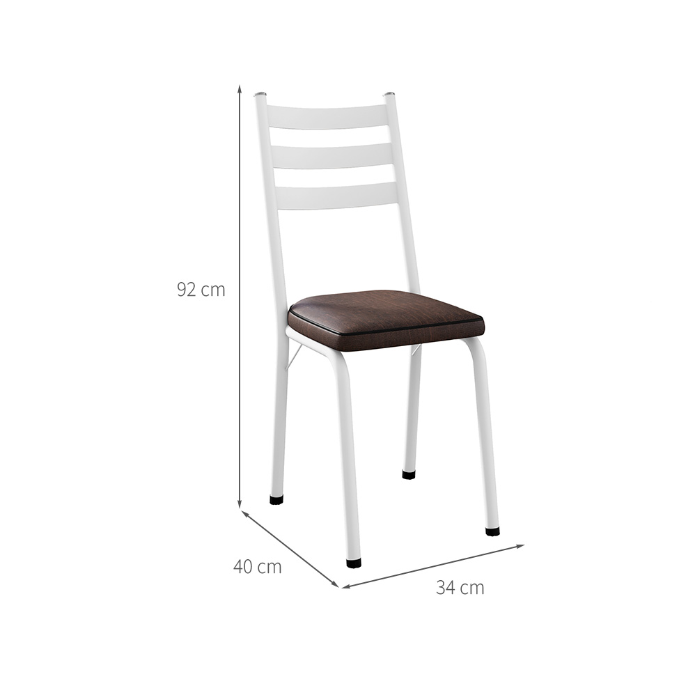 Conjunto com 2 Cadeiras New Revestimento Sintético Imbuia e Branco