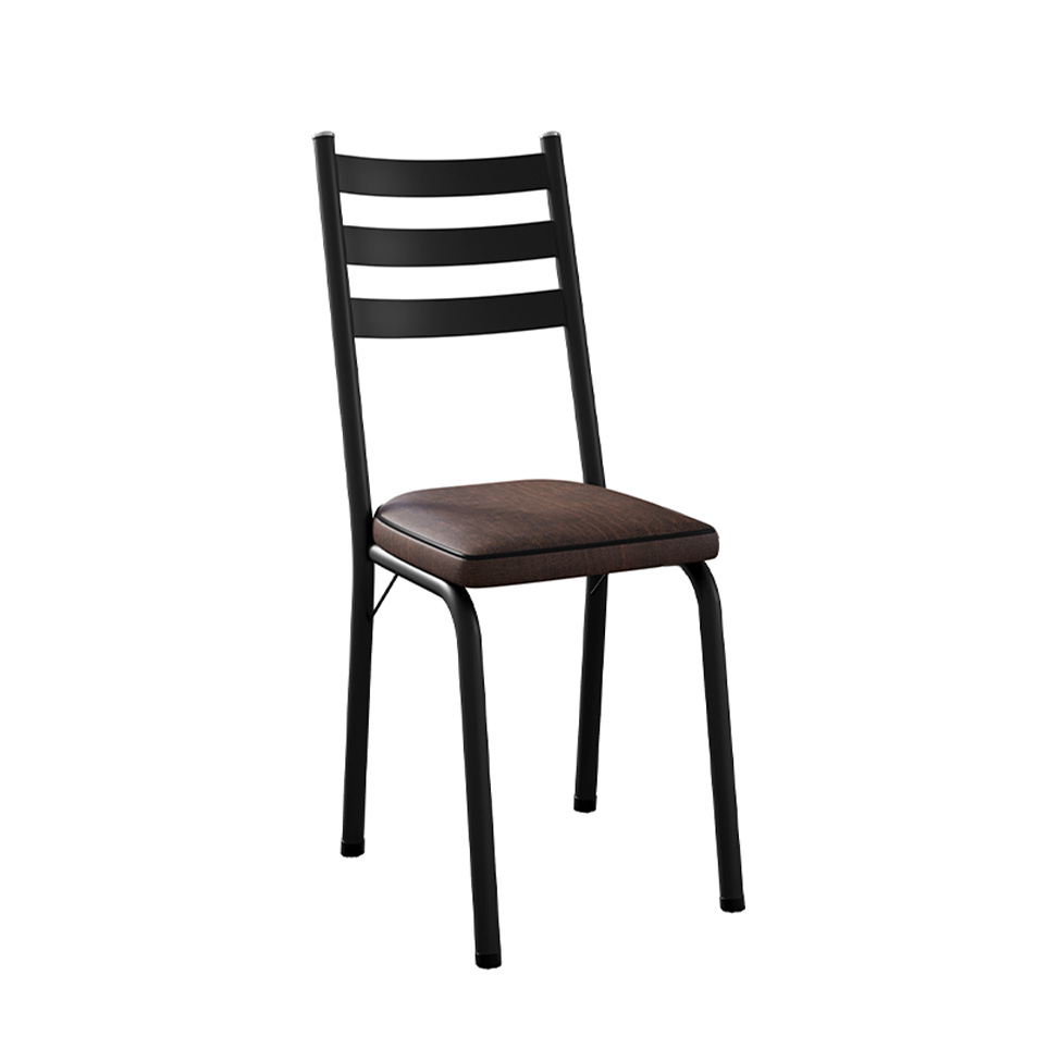 Conjunto com 2 Cadeiras New Revestimento Sintético Imbuia e Preto