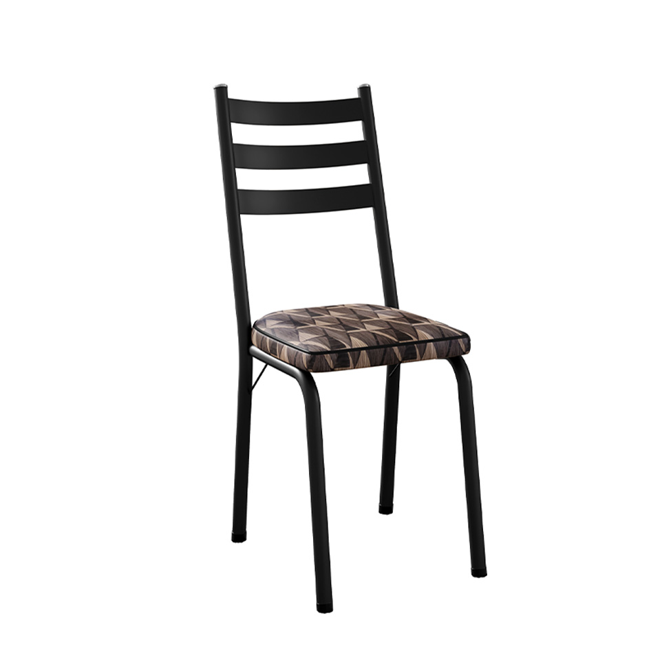 Conjunto com 2 Cadeiras New Revestimento Sintético Mosaico Palha e Preto