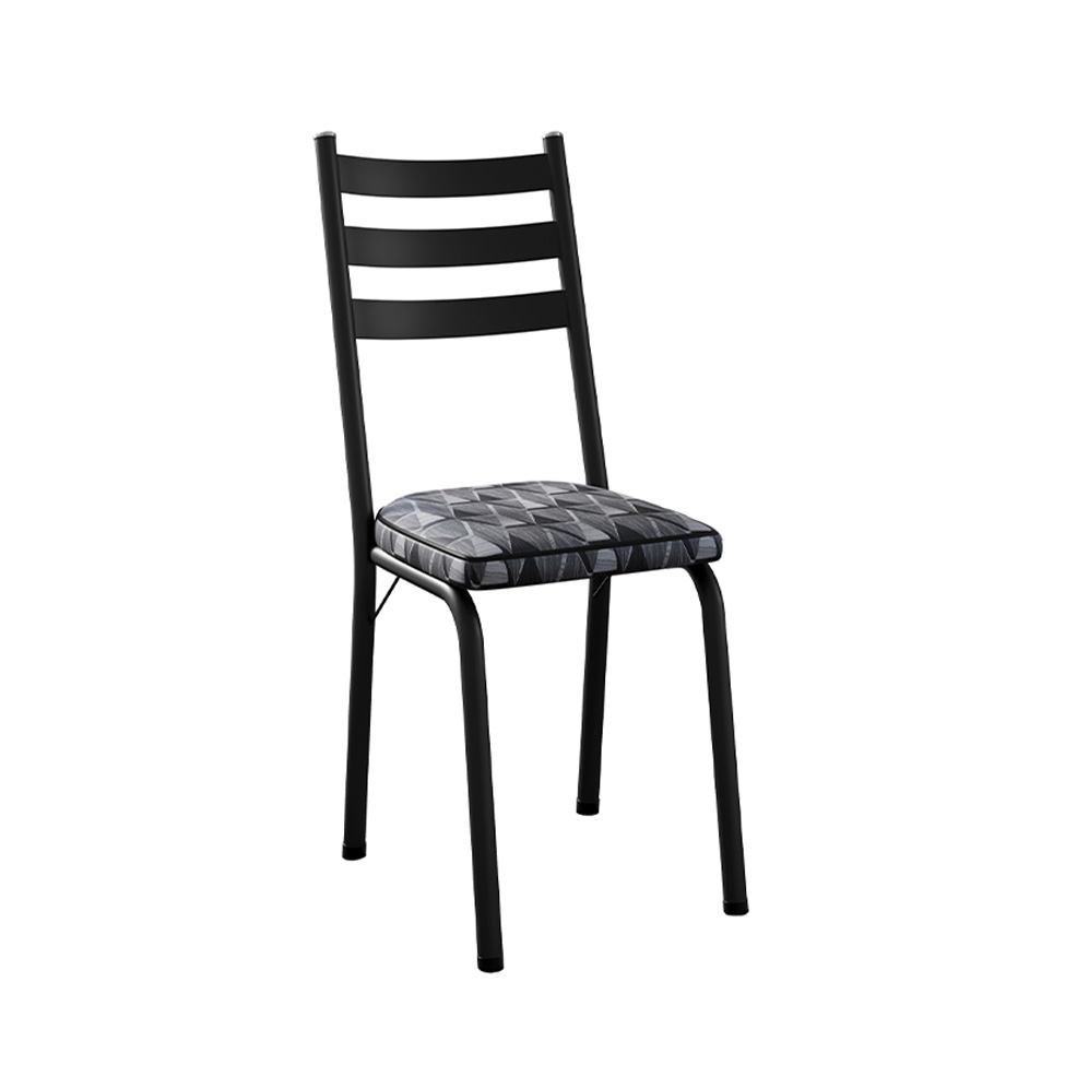 Conjunto com 2 Cadeiras New Revestimento Sintético Mosaiso Silver e Preto