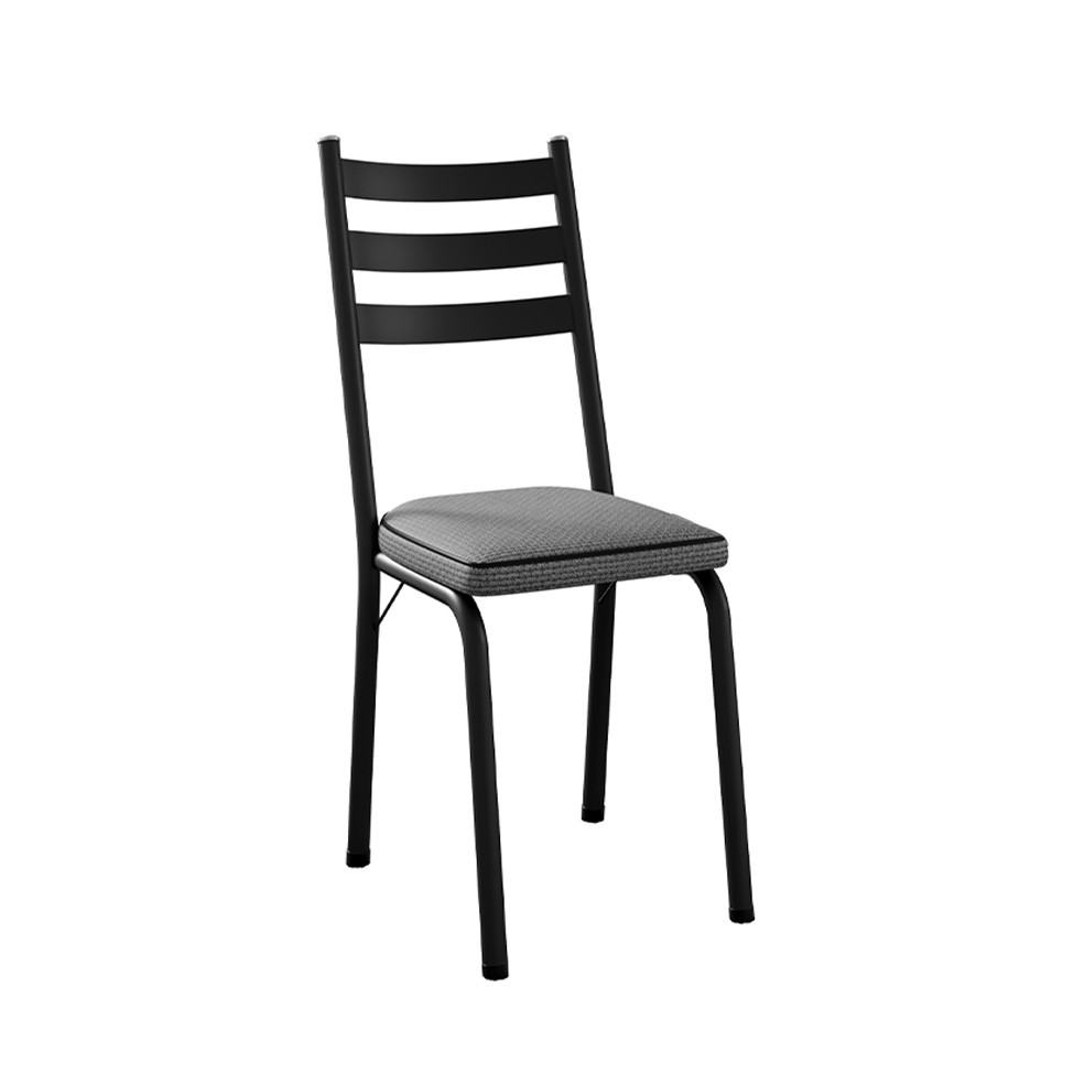 Conjunto com 2 Cadeiras New Revestimento Sintético Platina e Preto