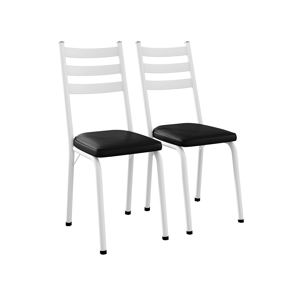 Conjunto com 2 Cadeiras New Revestimento Sintético Preto e Branco