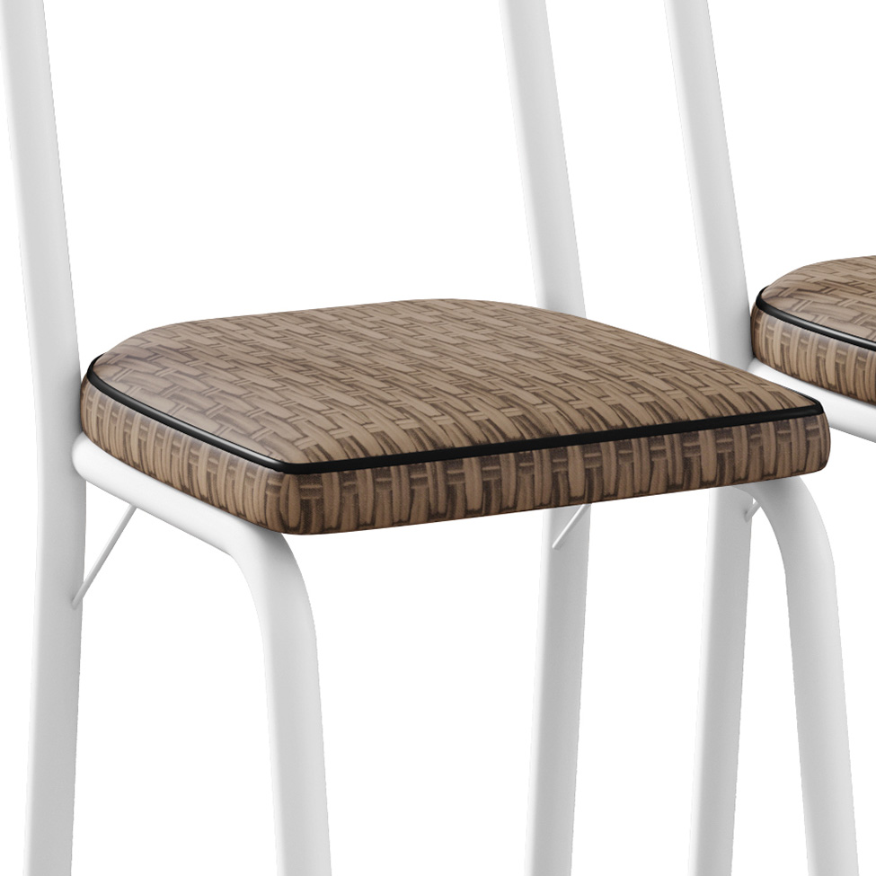 Conjunto com 2 Cadeiras New Revestimento Sintético Rattan e Branco