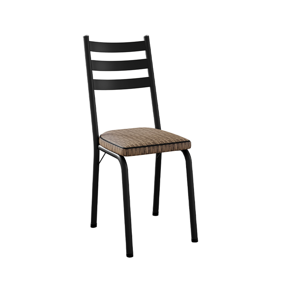 Conjunto com 2 Cadeiras New Revestimento Sintético Rattan e Preto