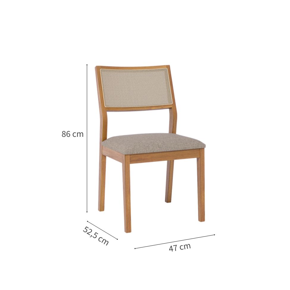 Conjunto com 2 Cadeiras Oiti Linho Bege e Madeira