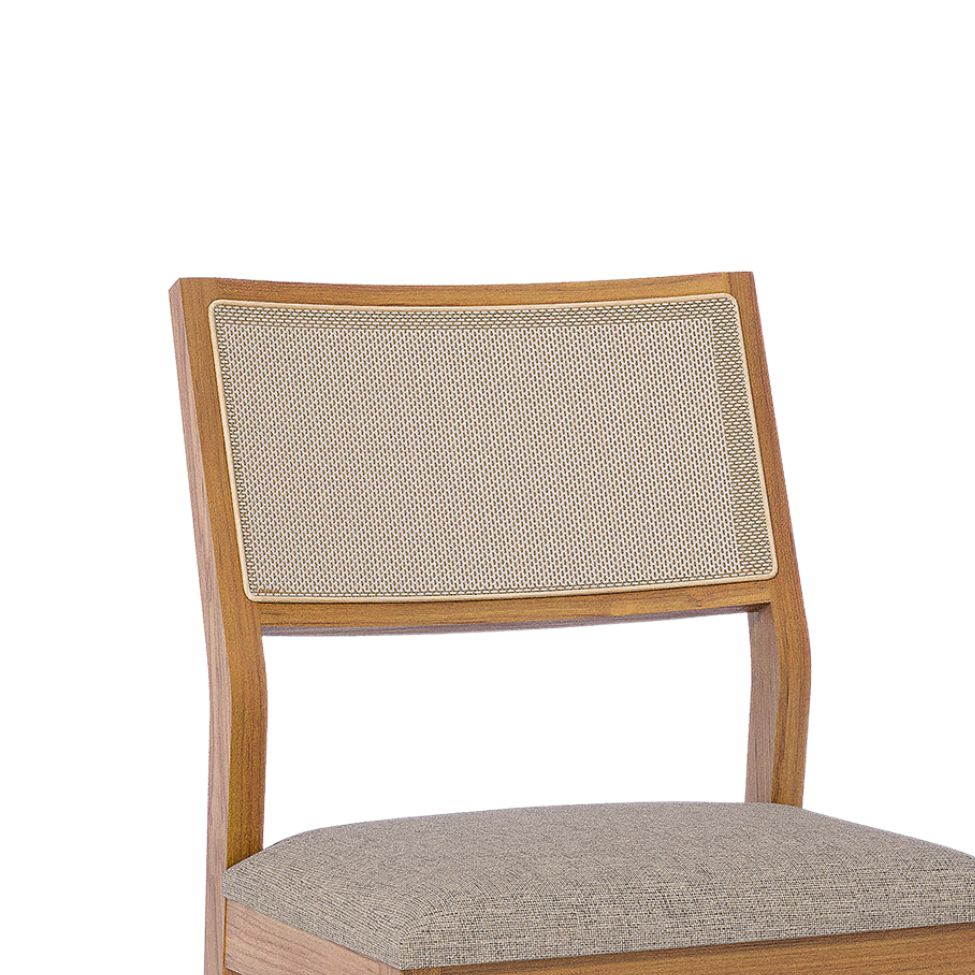 Conjunto com 2 Cadeiras Oiti Linho Bege e Madeira