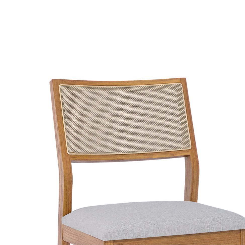 Conjunto com 2 Cadeiras Oiti Linho Cinza e Madeira