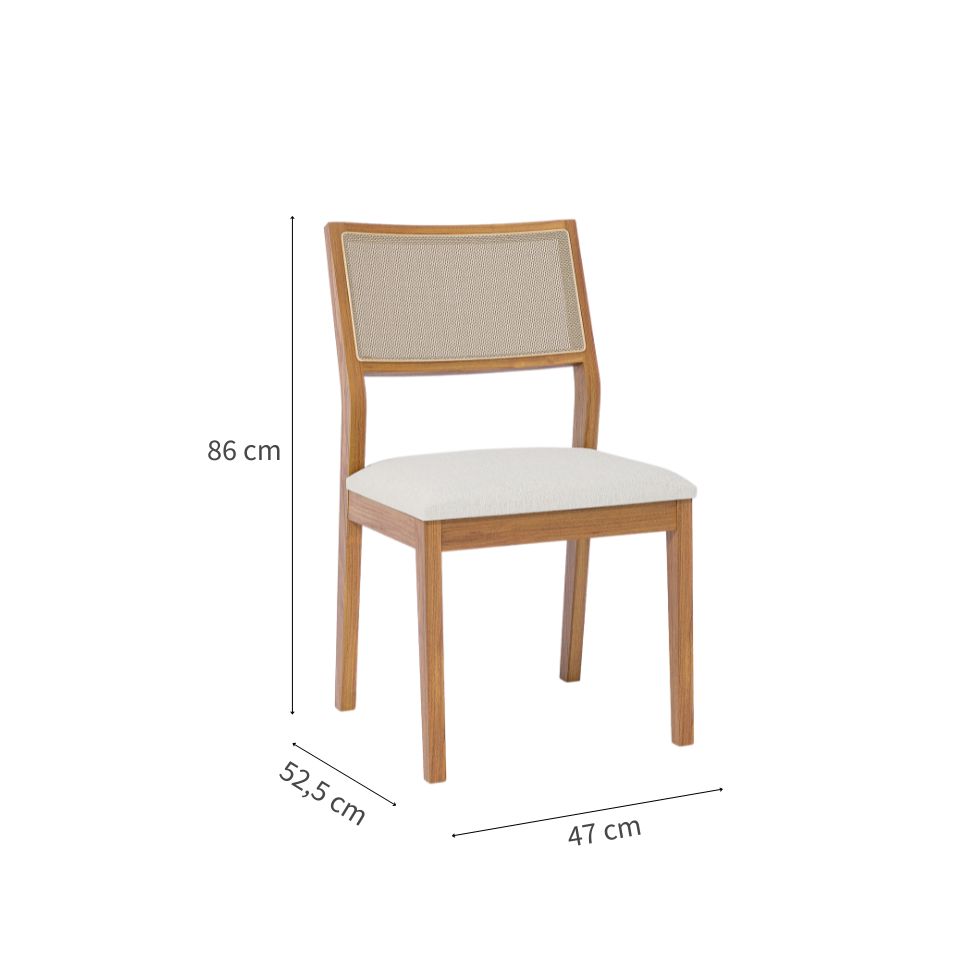 Conjunto com 2 Cadeiras Oiti Linho Cru e Madeira