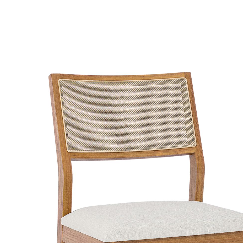 Conjunto com 2 Cadeiras Oiti Linho Cru e Madeira