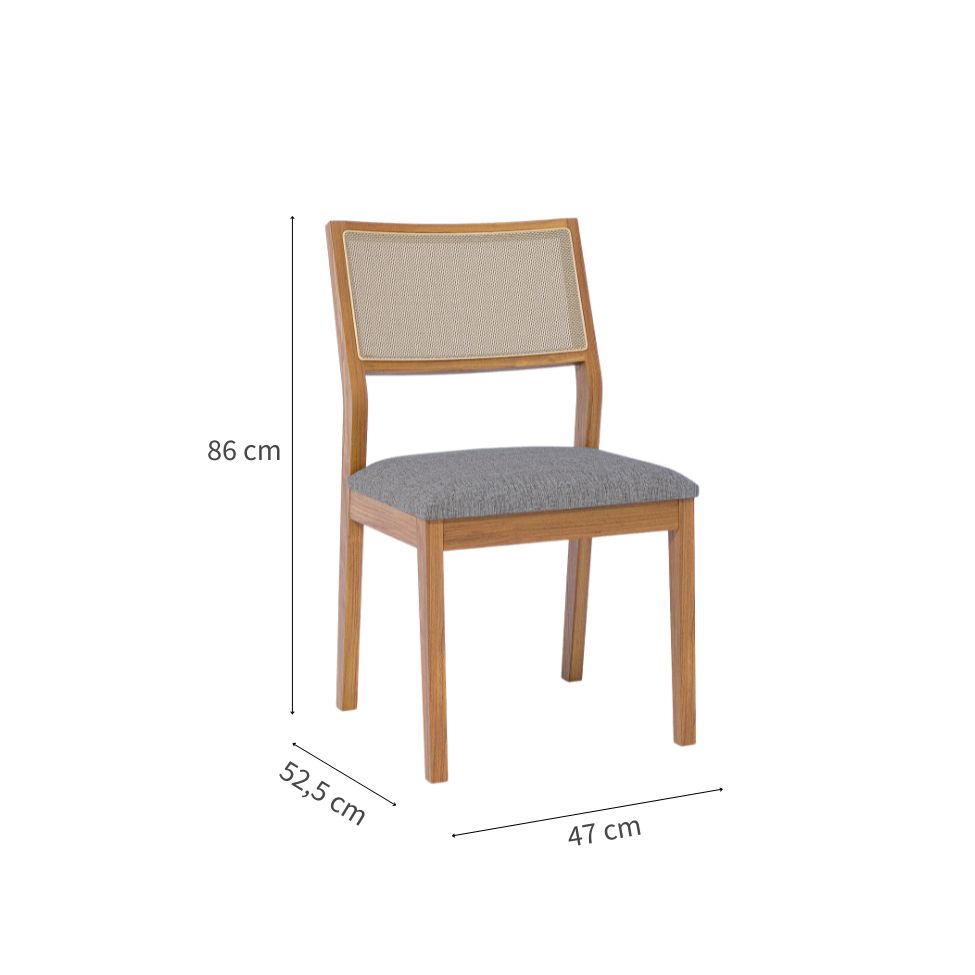 Conjunto com 2 Cadeiras Oiti Linho Grafite e Madeira