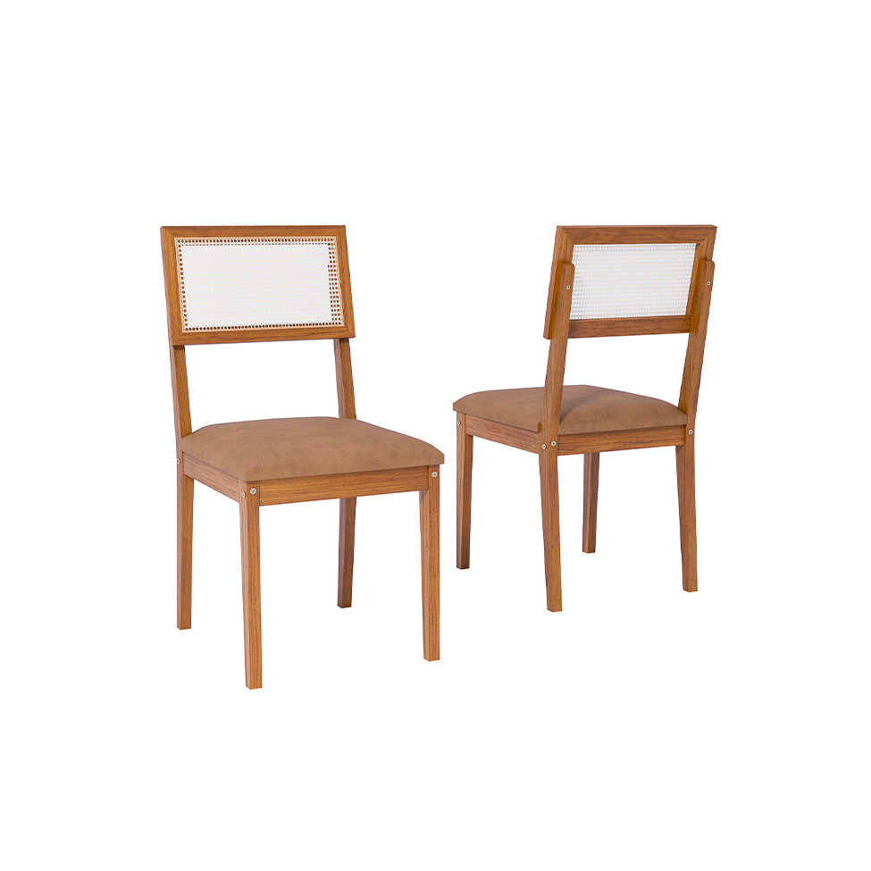 Conjunto com 2 Cadeiras Palmas Revestimento Sintético Kaki e Madeira