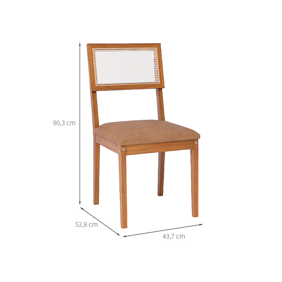 Conjunto com 2 Cadeiras Palmas Revestimento Sintético Kaki e Madeira