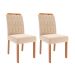Conjunto com 2 Cadeiras Paola Wood Suede Nude e Madeira