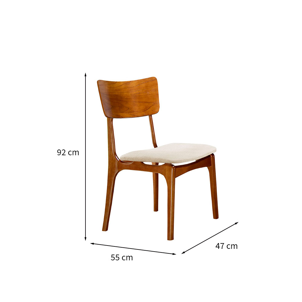 Conjunto com 2 Cadeiras Parma Gold Linho Bege e Imbuia Natural