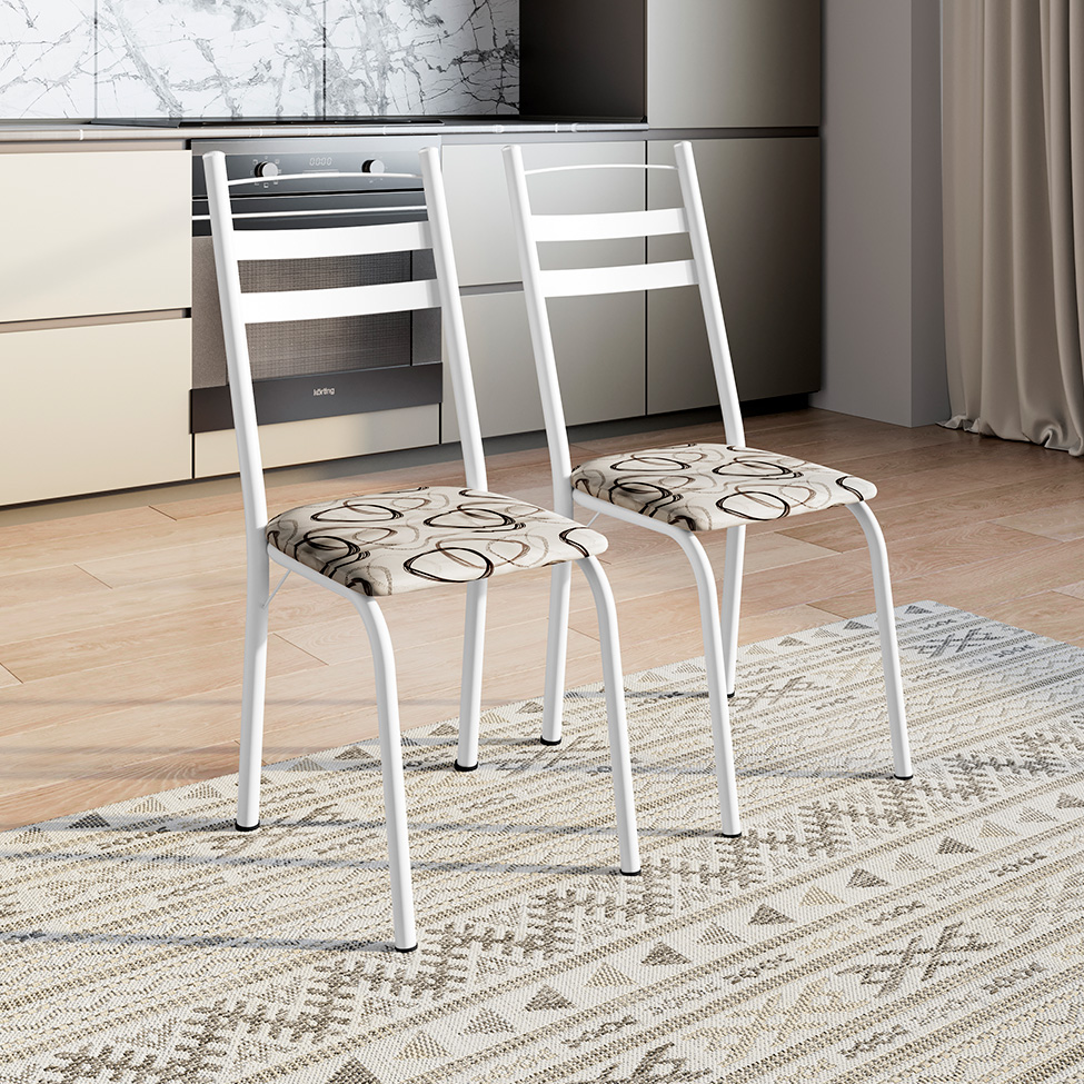 Conjunto com 2 Cadeiras Peters Revestimento Sintético Cedro e Branco
