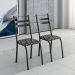 Conjunto com 2 Cadeiras Peters Revestimento Sintético Florido e Preto