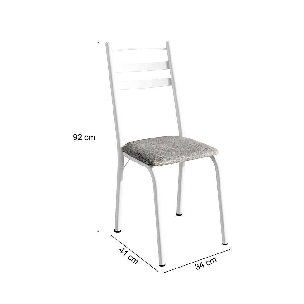 Conjunto com 2 Cadeiras Peters Revestimento Sintético Grafiato e Branco