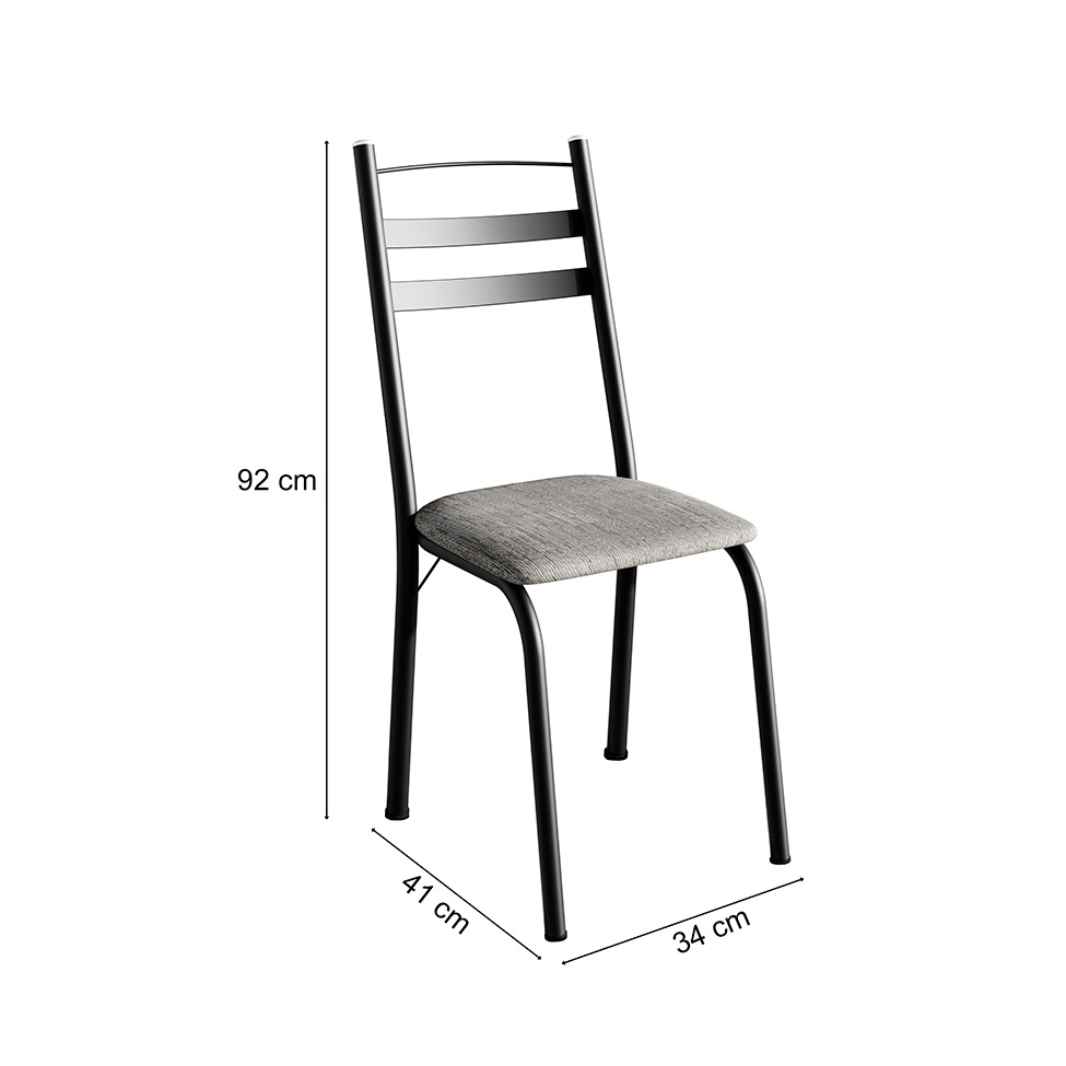 Conjunto com 2 Cadeiras Peters Revestimento Sintético Grafiato e Preto