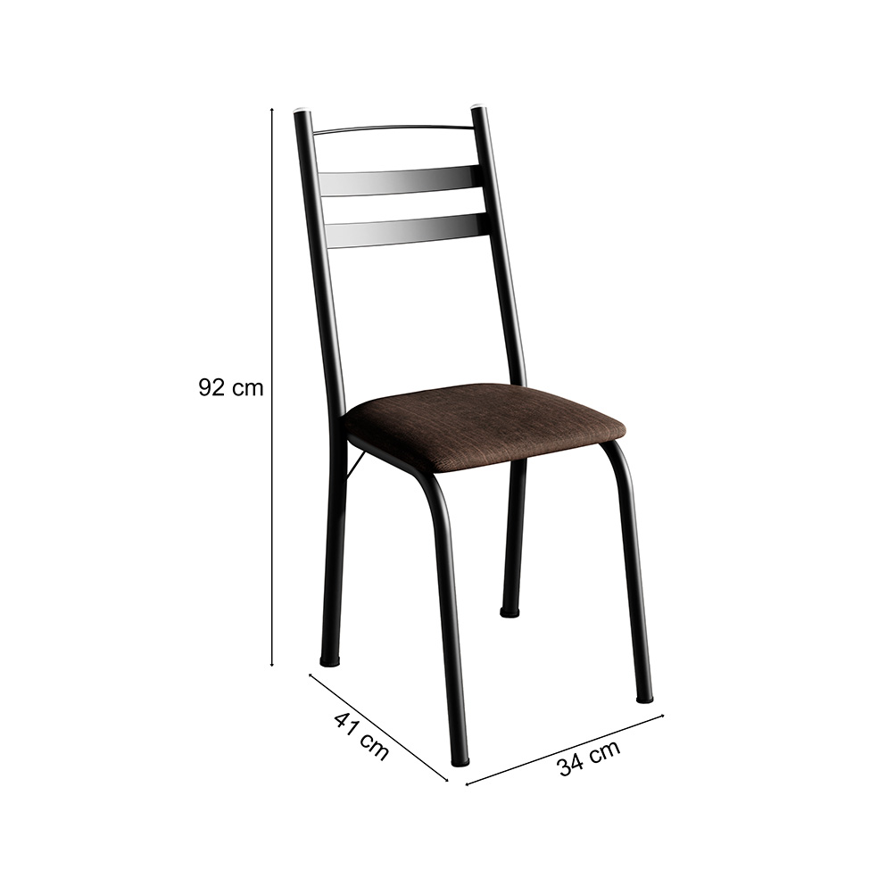 Conjunto com 2 Cadeiras Peters Revestimento Sintético Imbuia e Preto