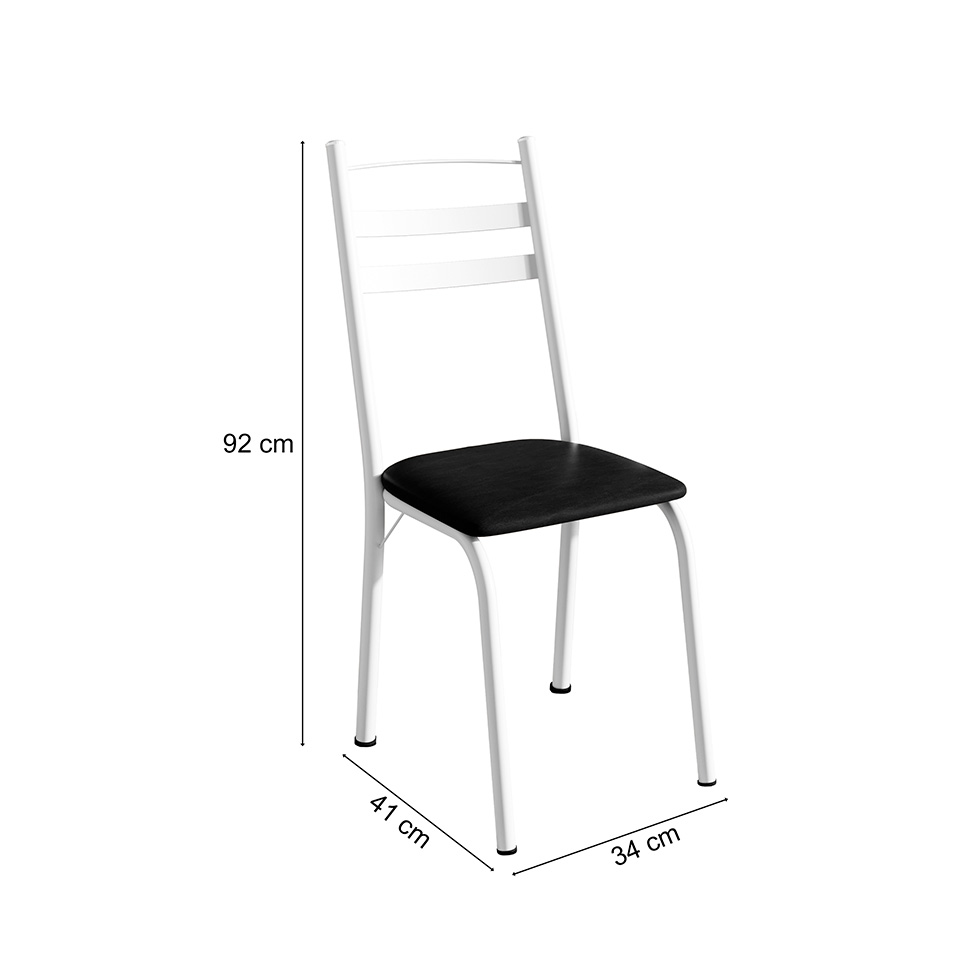 Conjunto com 2 Cadeiras Peters Revestimento Sintético Preto e Branco